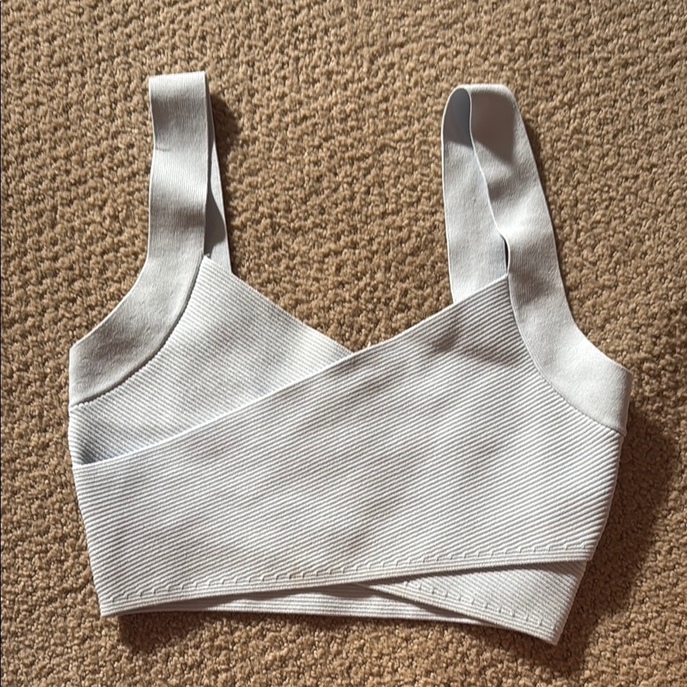 Stylish Blue Ribbed Crop Top